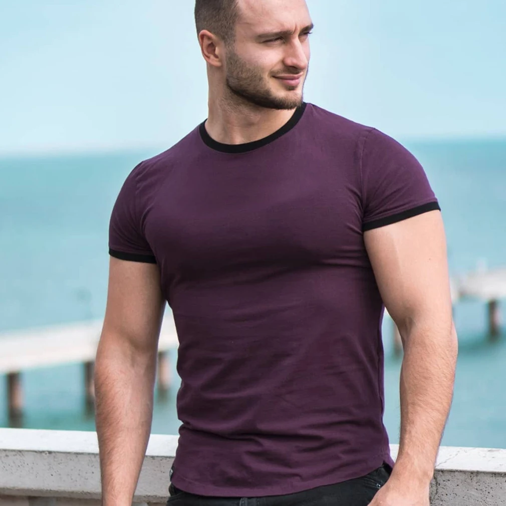 Премиум-качество пустой Плотная хлопковая Мужская футболка с коротким рукавом, футболки
