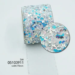 Новый дизайн, лента в рубчик с блестками, 3 дюйма, широкие аксессуары для волос, 75 мм, лента с блестками для девочек, украшение для платья, повязка на голову