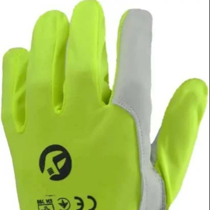 
 Комбинированная кожаная перчатка из высококачественной козьей кожи и флуоресцентной зеленой ткани  