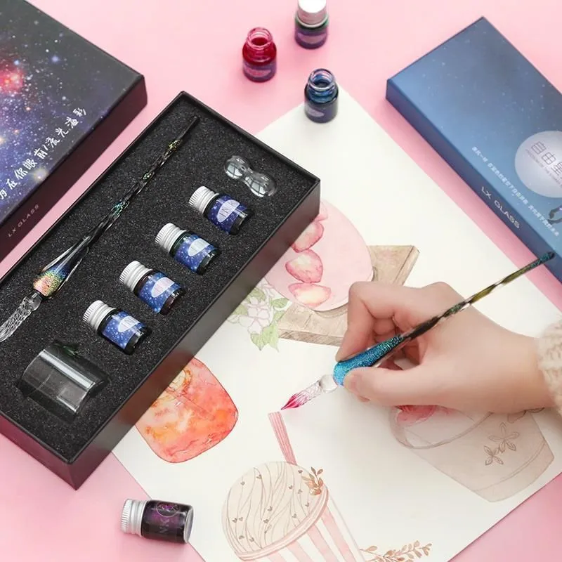 Glass dip pen set