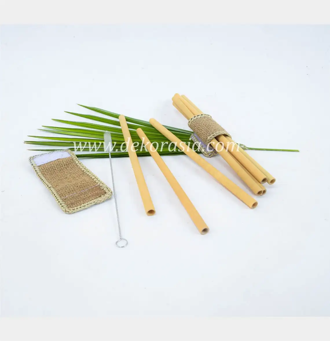 Bamboo Straw Set Drink Bottle Bar Accessories with Bamboo Napkin Ring, ORGANIC Bamboo Drinking STRAWS, REUSABLE