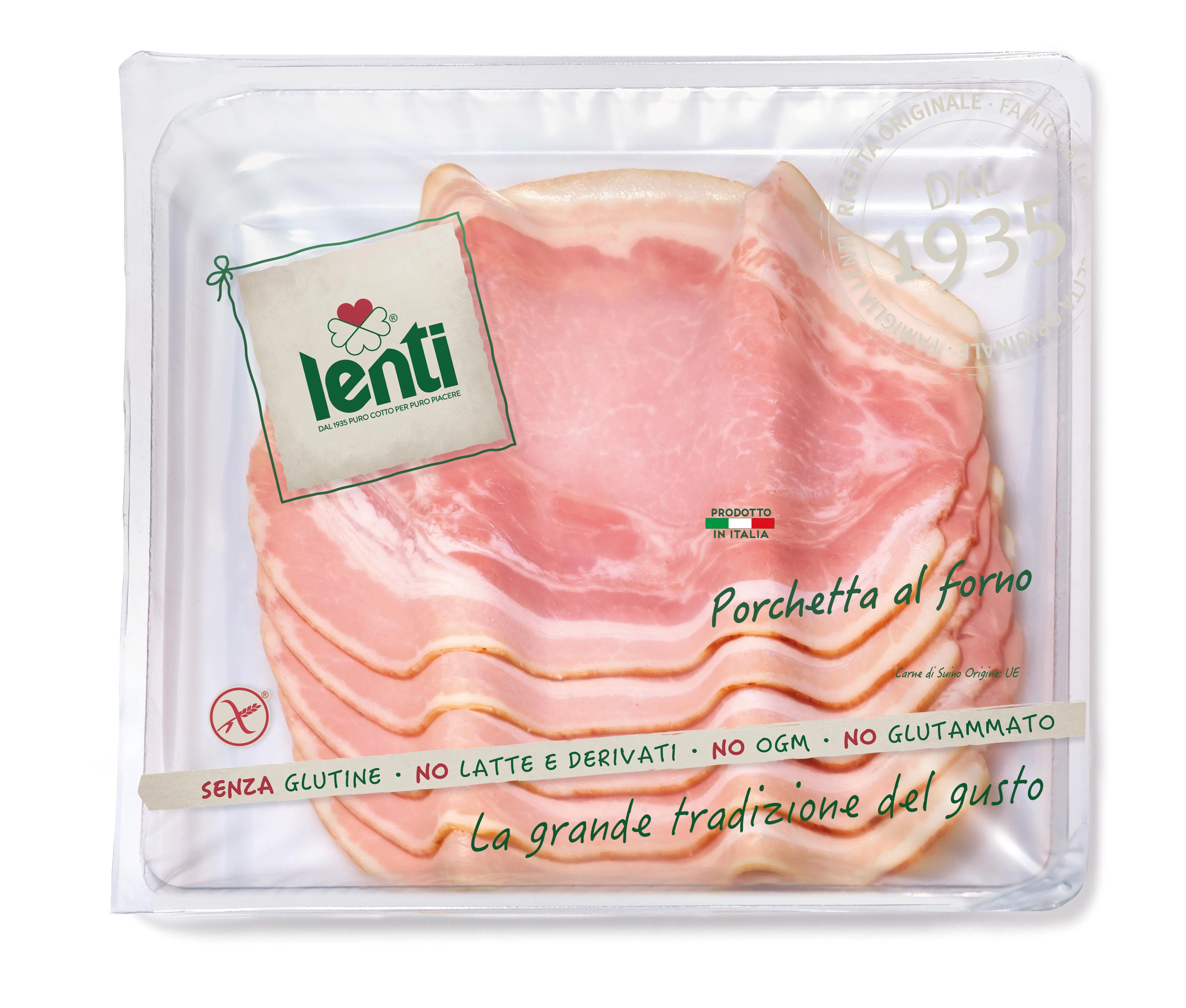 Porchetta, жареные прессованные подносы из свиной духовки, 0120 кг линзы, Сделано в Италии для оптовиков и розничных продавцов