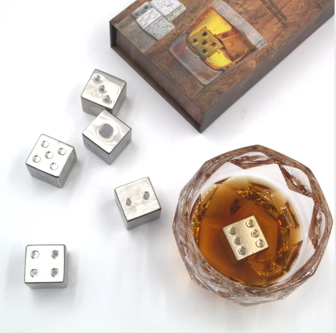 
Dice Stainless Steel Reusable icy cools Metal Ice Cube PP Box Gift Set 