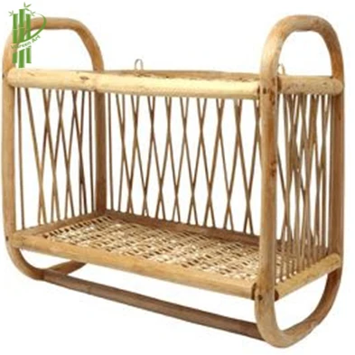 Hot Sale Household  Vintage Style Tier Storage Rack Corner Shelf Rattan Hanging Shelf  at Cheap Price