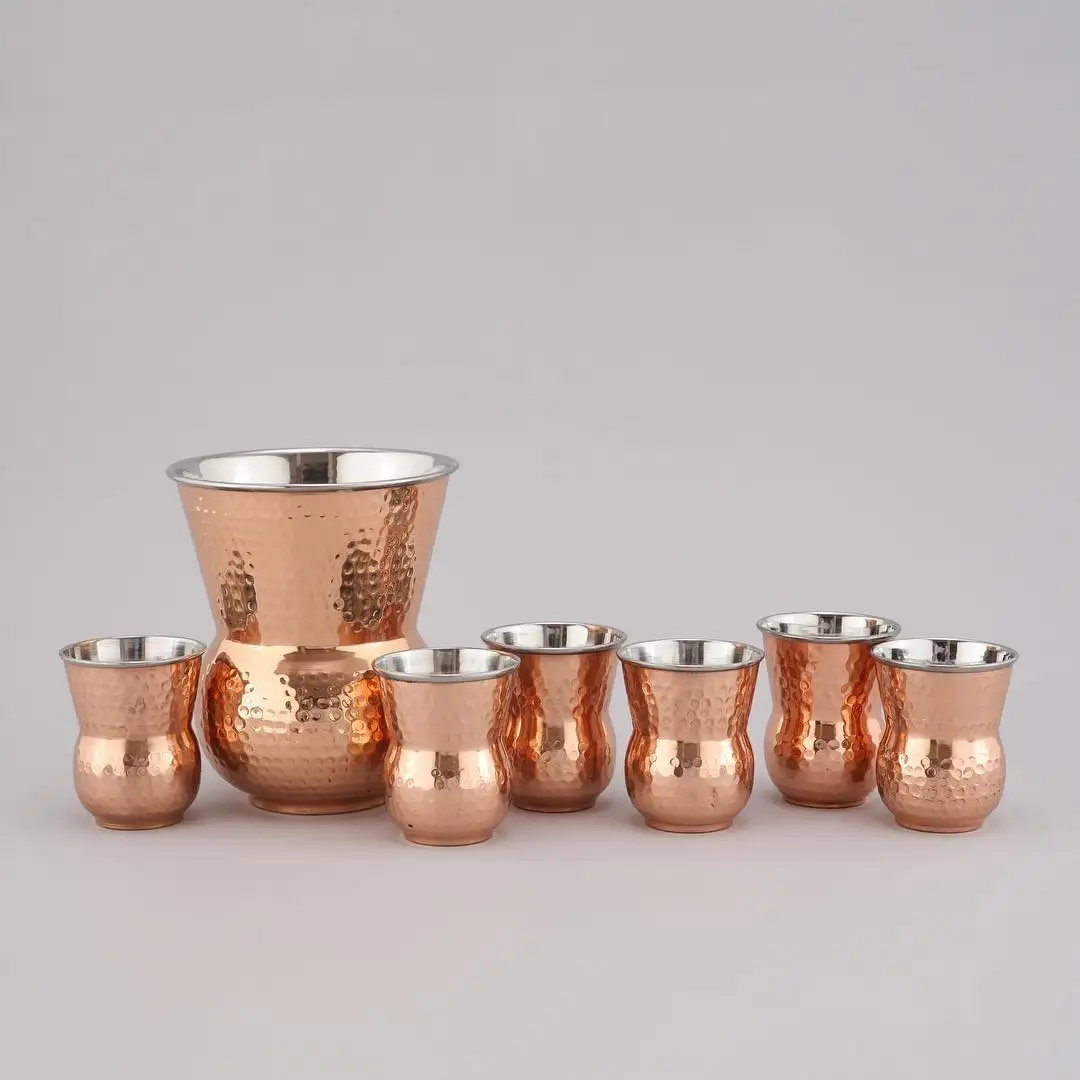 High Quality New Styles Factory Price Coffee Cup Handmade Hammered Copper Moscow Mule Mugs With Tray