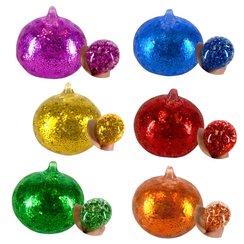 Hot Novelty Promotional Cute Sensory Ball Glitter Candy Small Capsule Stretchy Squeeze Drop Toy for Vending Machine