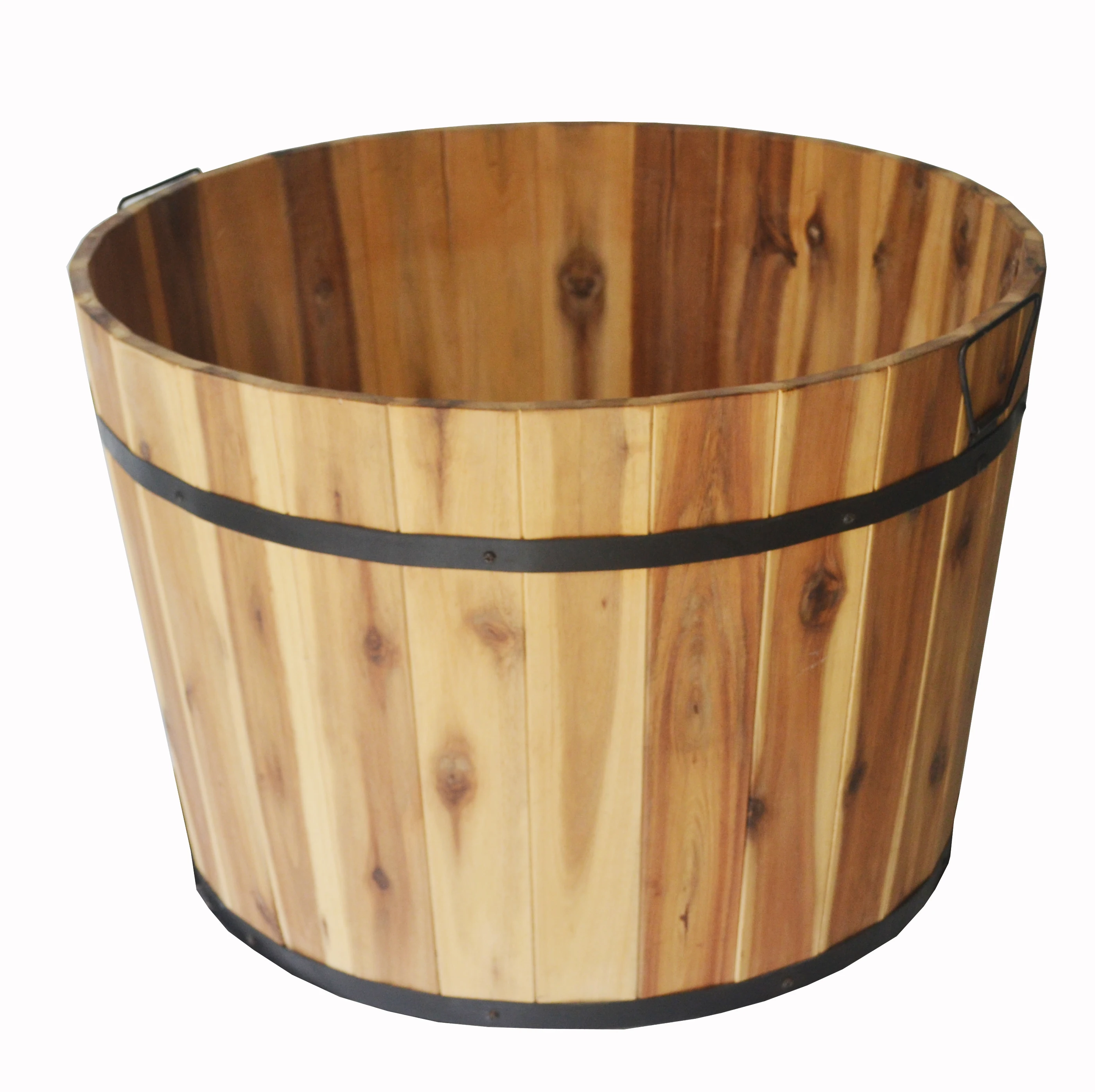 
Acacia Wooden Barrel Pot Planters Flower Plants Wooden Planter 
