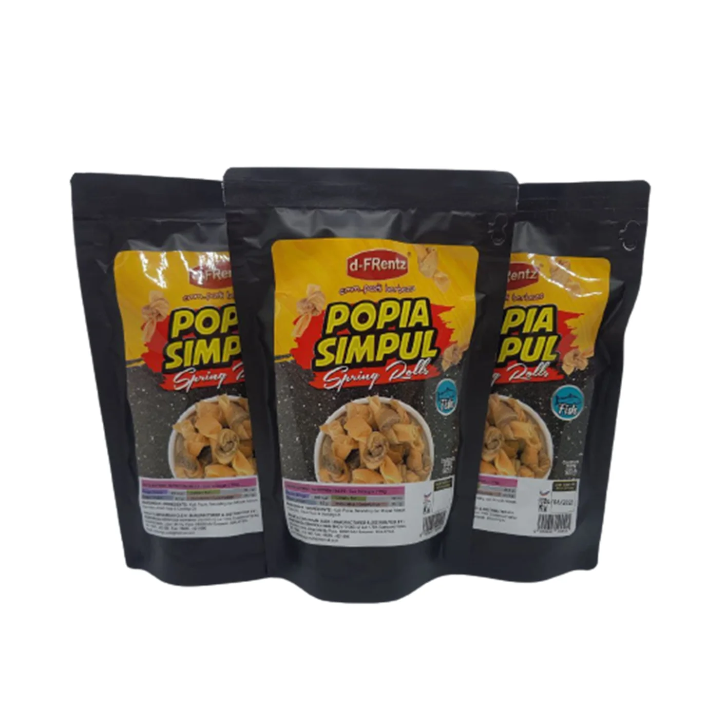 Wholesale Fish Spring Rolls Cracker Super Crispy Spring Roll Pastry Popia Simpul Ikan Snacks 150GM 15 Packets Per Box