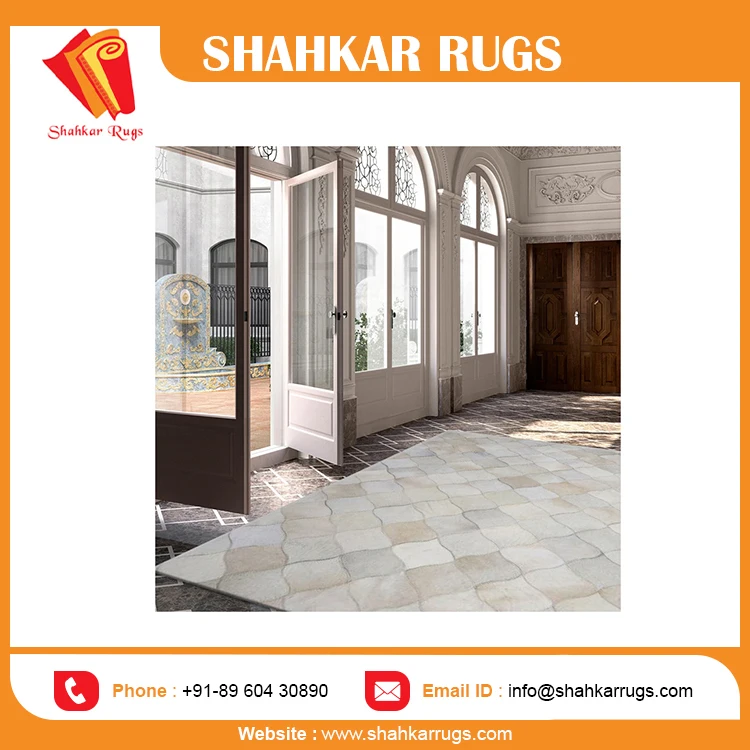 Natural Wool Leather Hide Rugs with Persian Design Contemporary Living Room and Office Bathroom at Wholesale Price