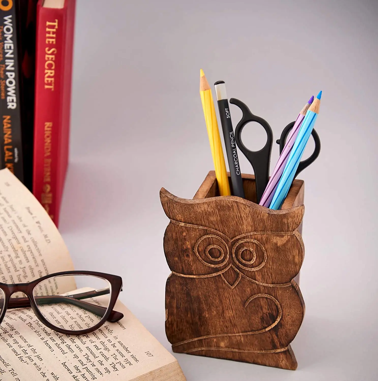 Owl Cute Pen Pencil Holder For Office Desk Tidy Spectacle Holder Birthday Gifts for Him Her Mom Dad CHWH011