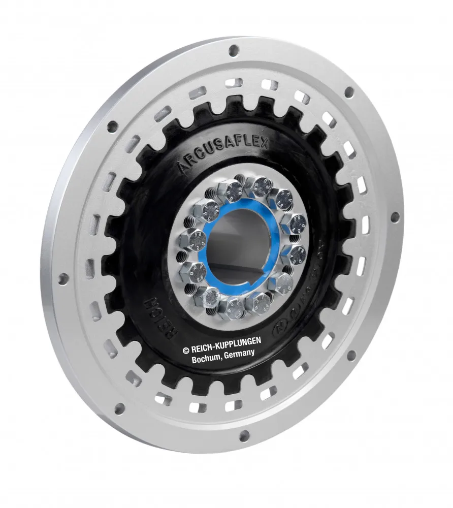 
Torsionally flexible rubber disc coupling for internal combustion engine drives 