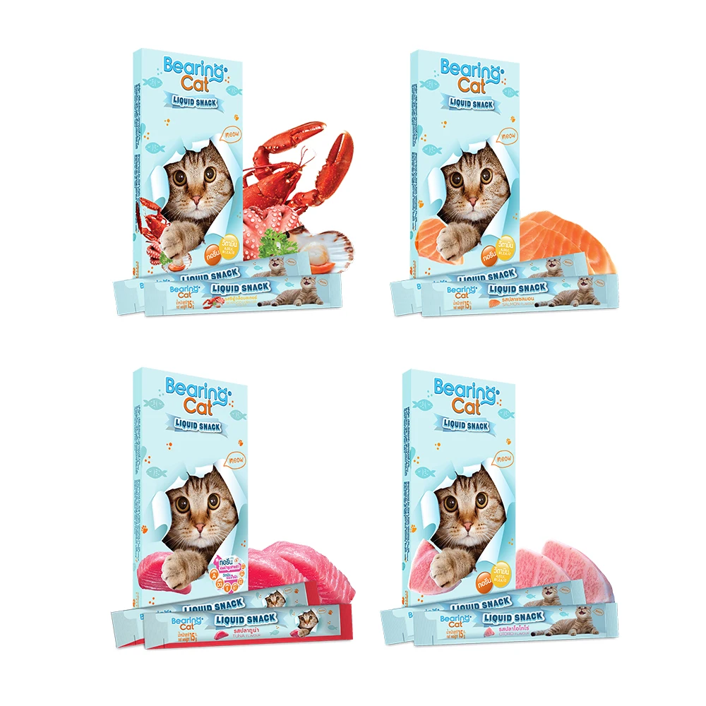 No.1 Cat Liquid Snack of BEARING Cat Salmon Flavor 15 g. per Sachet (11 pcs per pack) Made of Natural Ingredients