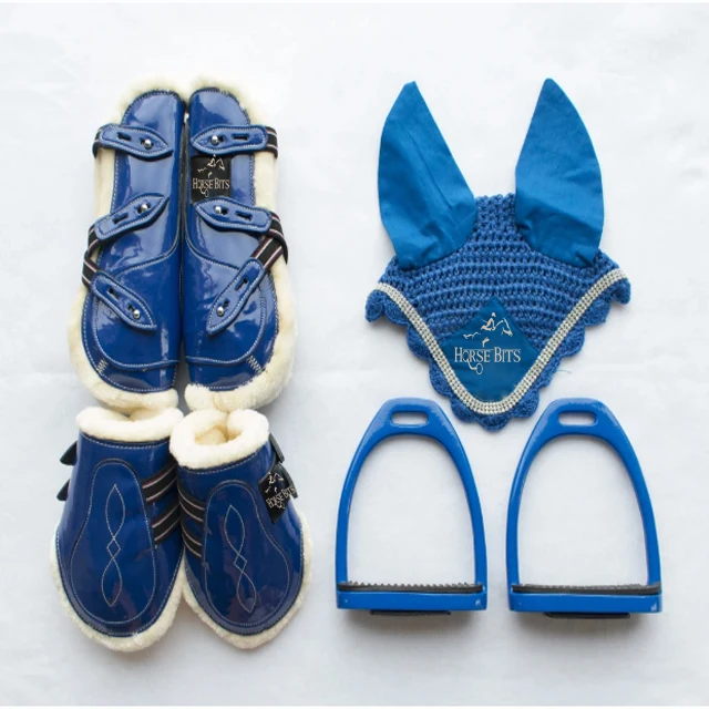 Horse Boots, Bonnet, and Stirrups Set /Stirrups/ Horse Boots