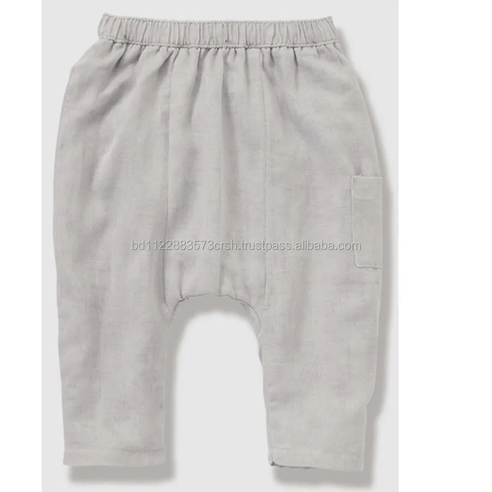 100% Ctn, Canvas, Unisex Baby Light Grey Joggers with waist elastic