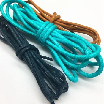 3mm Thick Waxed round Cotton Shoelaces Flat and Printed Feature for Shoes