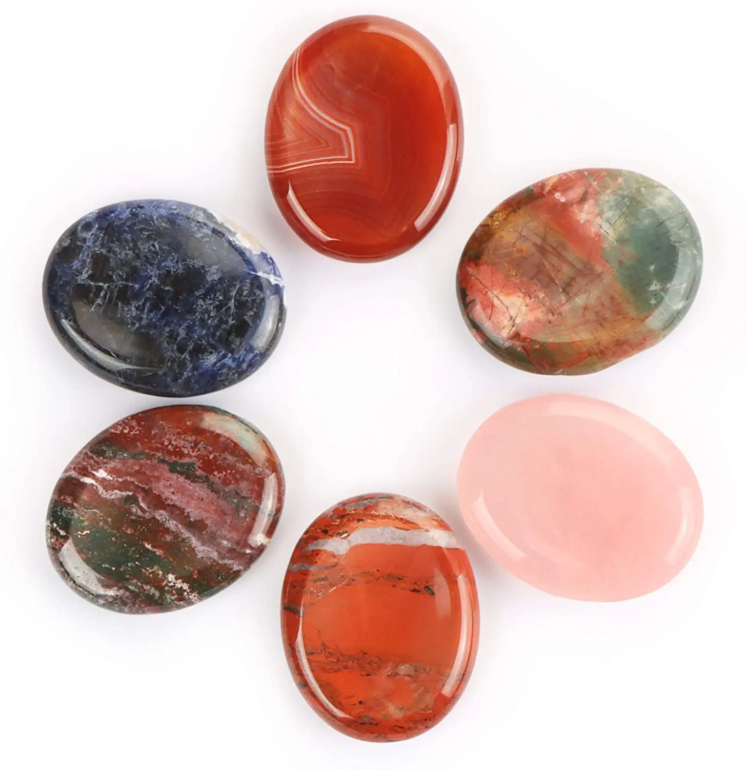 2inch Thumb Stone, Worry Stone Rose Quartz Thumb Stress Relief Massage, 1pcs Piece Stress Relief Stone Palm