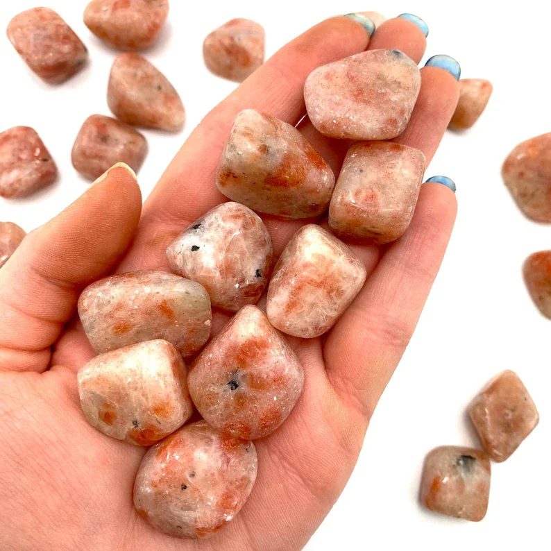 BEAUTIFUL CRYSTAL SUNSTONE TUMBLED STONES/ NATURAL POLISHED SUNSTONE AGATE TUMBLES /TOP QUALITY ORANGE SUNSTONE TUMBLE STONES