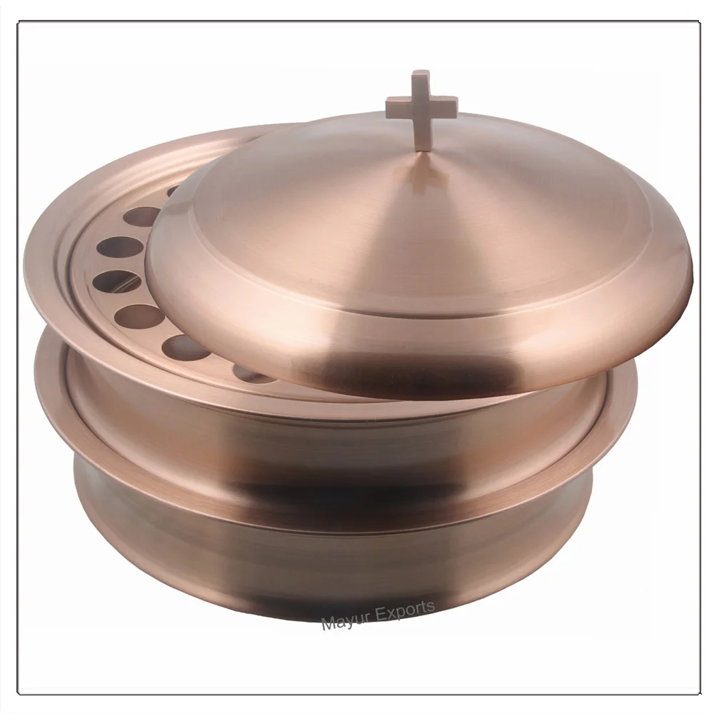 Stainless Steel Holy Communion Tray with Copper Finishing