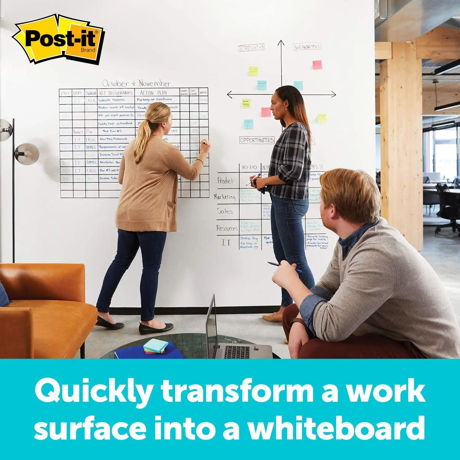
Post-it Dry Erase Whiteboard Film Surface for Walls, Doors, Tables, Chalkboards, Whiteboards 