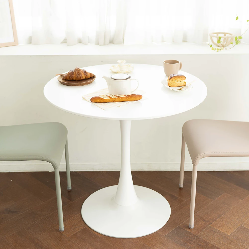 Dining Table Tulip Base Nordic White Luxury Small Furniture Restaurant Room Wood Round Modern Set Dinning Metal Dining Tables