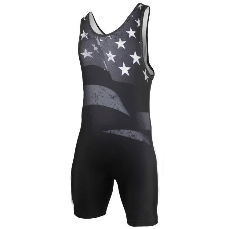 Men Wrestling Singlet Top Quality Allover Printing Sublimation Custom One Piece Bodysuit Singlet  with logo and number