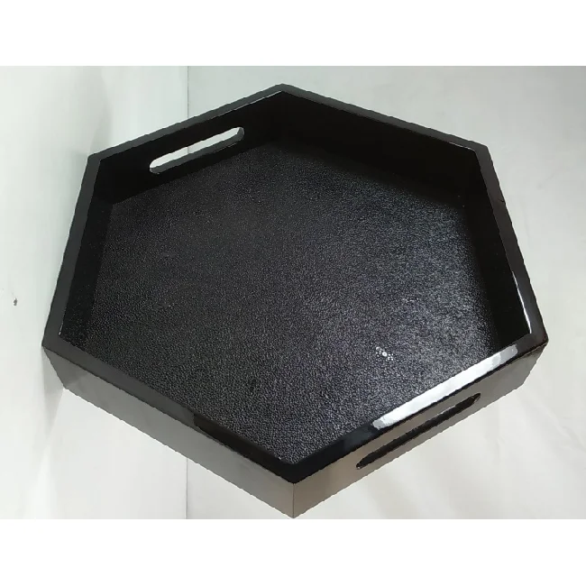 Набор подносов для сервировки из искусственной шереновой кожи на заказ круглый поднос