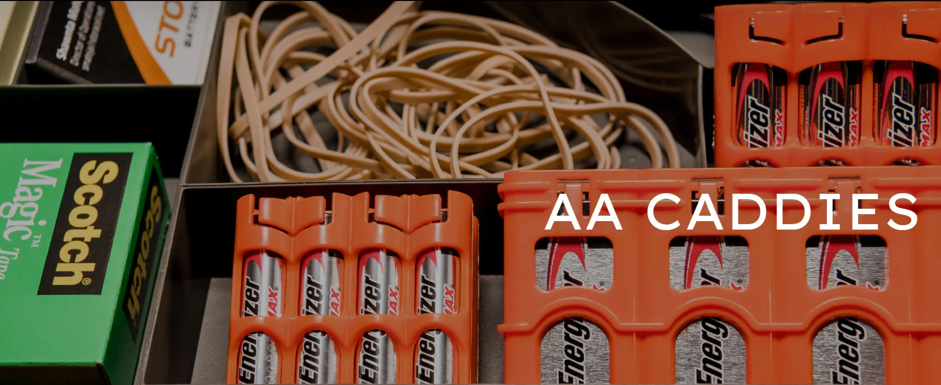 Storacell Slim Line AA 4 Pack Caddy-Orange Battery Holder Compact Easy Dispenses Batteries Caddy with One Hand Safety