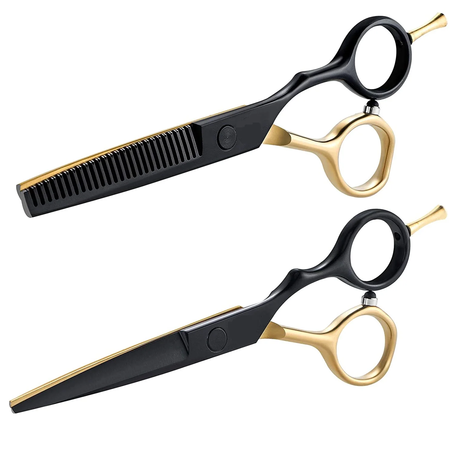 Black and Gold Hair Cutting Scissors Thinning Shear Set 5.5 inch Razor Edge