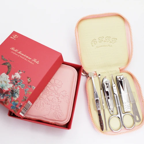 [BELL] Best Quality Korean Luxury Pink Case Manicure Set Gift for Women