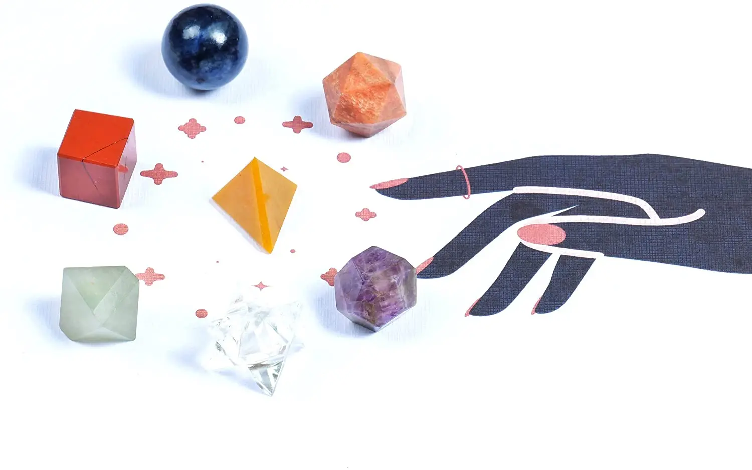 Gemstone Geometry Set Chakra Sacred Geometry Set With Wooden Box