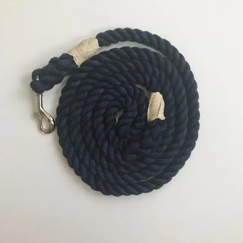 Navy Blue Ultra Soft Cotton Rope Dog Leash