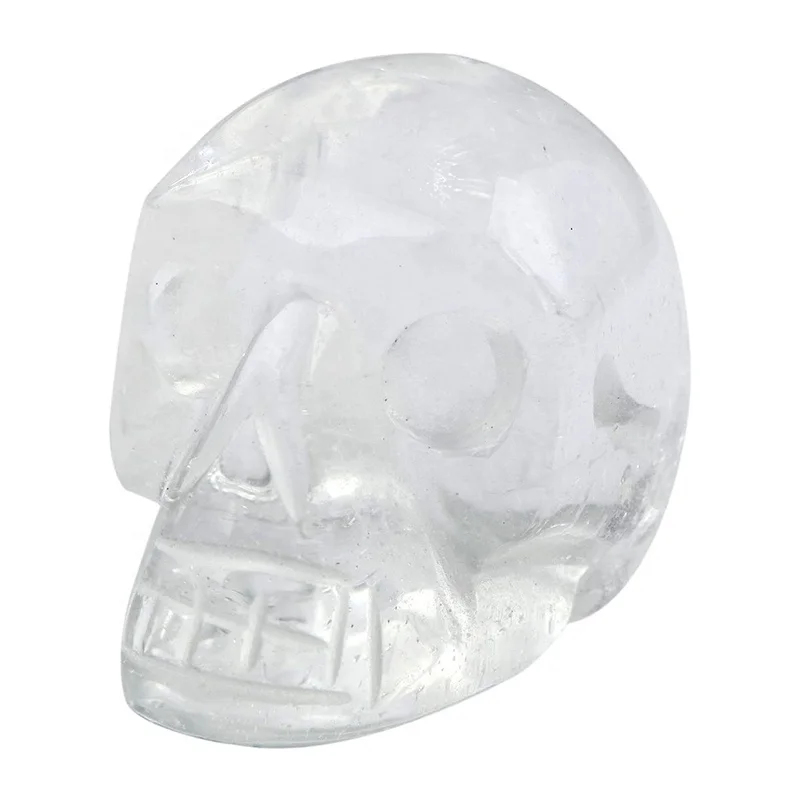Rock Quartz Natural Carved Skulls Crystal Reiki Healing Stone Statue Figurine