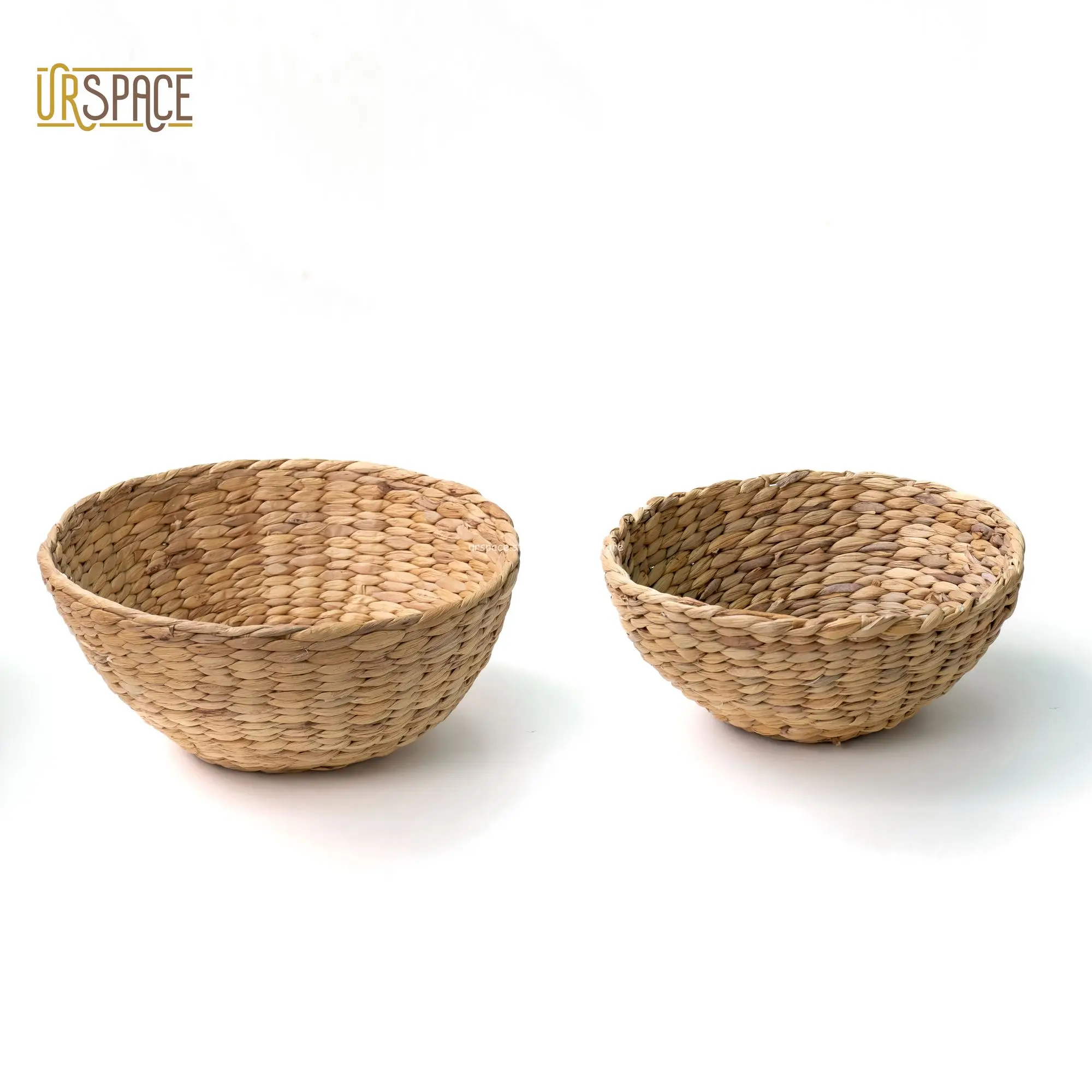 Top Quality Set of 2 Water Hyacinth Round Bowls Storage Baskets For Holding Fruits Food From Vietnam