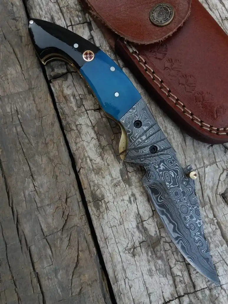 LWS884 Pocket Knife Folding Camping Hunting Damascus Steel Blade Foldable Stainless Item Packing Color Handle Weight Pieces