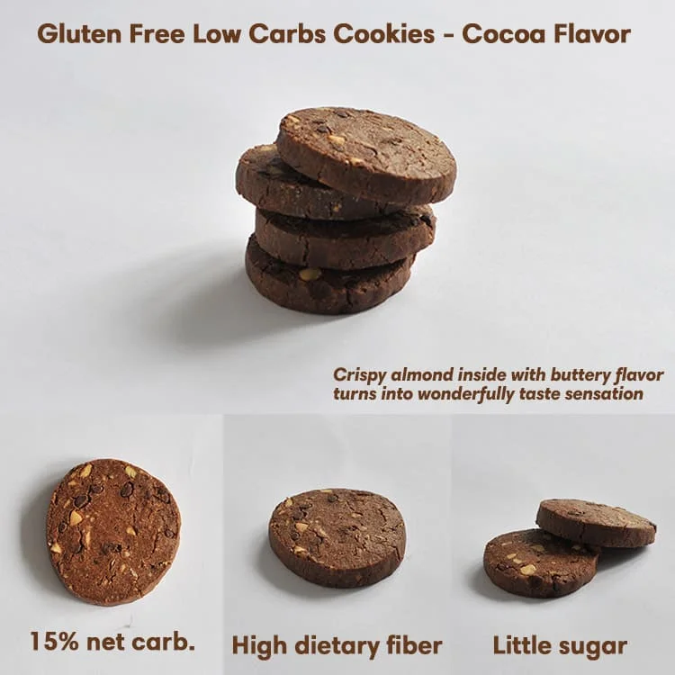 Gluten Free Low Net Carbs Slim Body Fat Burn Keto Snack Cocoa Diet Slim Biscuits And Cookies