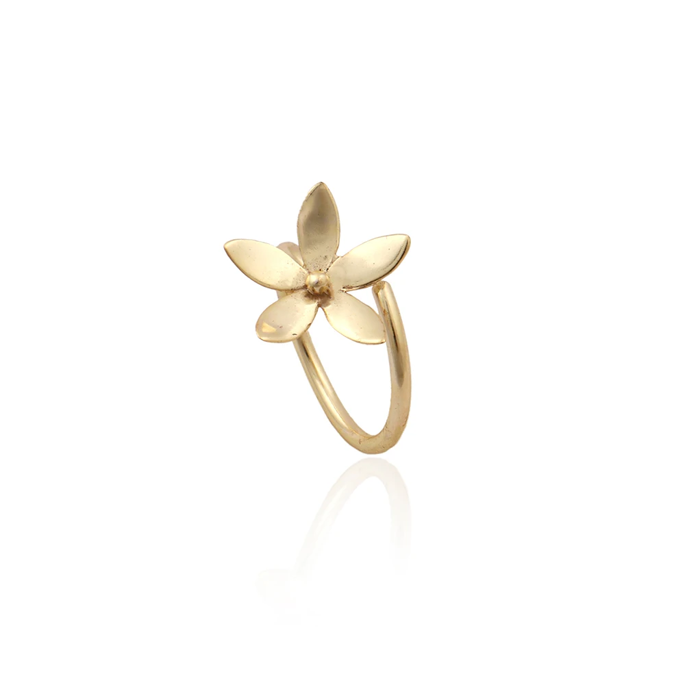 Edgy Gold Plated Brass Metal Flower Design Rings Jewellery. For Ritual Casual Party And Proposal Ring Jewelry. Mode Joyas R-226