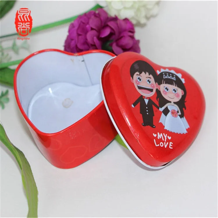 Шоколадная жестяная коробка в форме сердца с цветной печатью