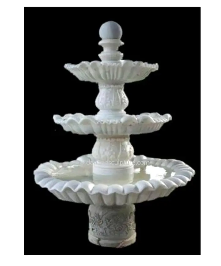 Custom hand carved marble three layer garden rolling ball marble fountain 3 tier stone fountain, 3 tier fountain 	sphere ball