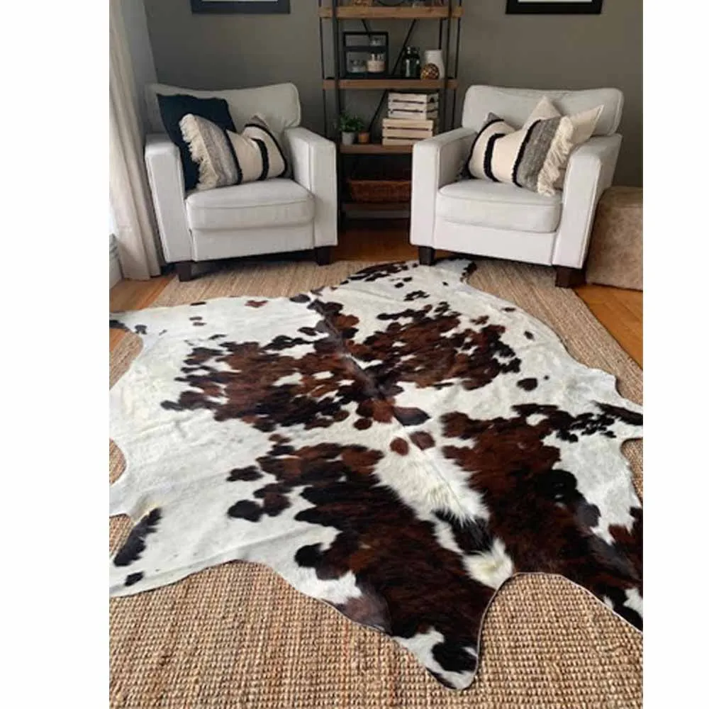 Rich Leather Black and White Cowhide Rug cow skin rug(