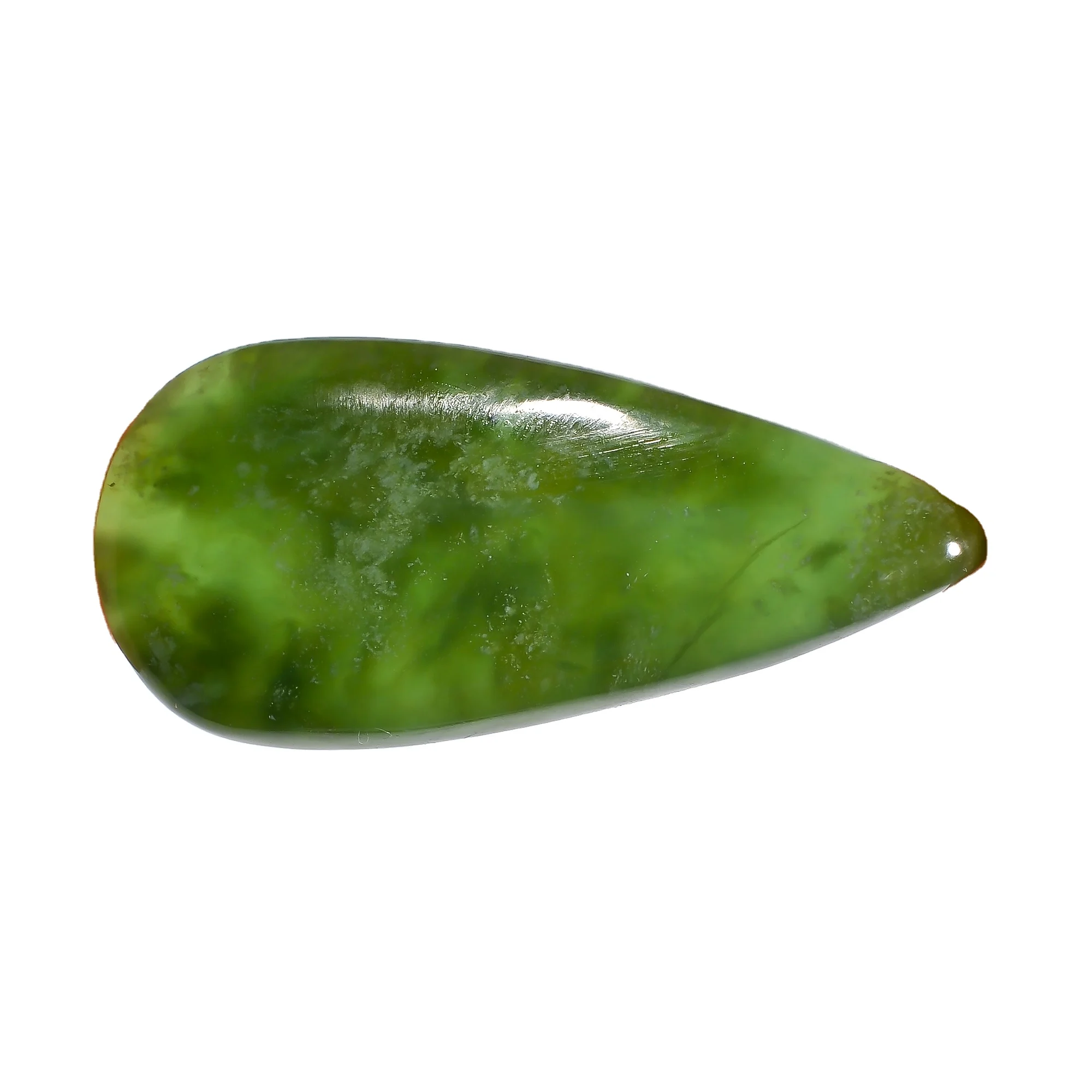 Elegant Top Grade Quality 100% Natural Nephrite Jade Pear Shape Cabochon Loose Gemstone For Making Jewelry 43.5 Ct. 44X20X6 mm