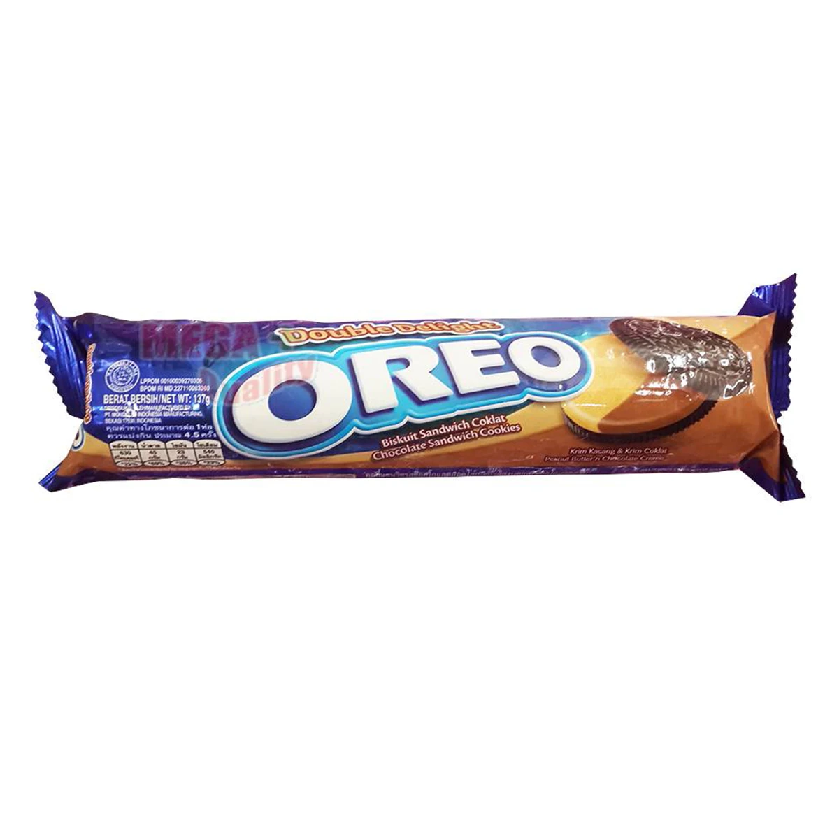 OREO Double Delight Cookies Peanut Butter and Chocolate Cream 137g