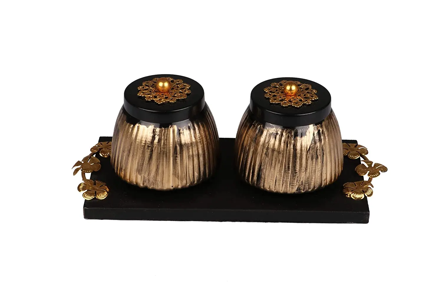 Set of Brass Serving Tray  and Bowl for Restaurant Luxury  Design Black color Brass  Metal Brass   Decorative Serving Tray