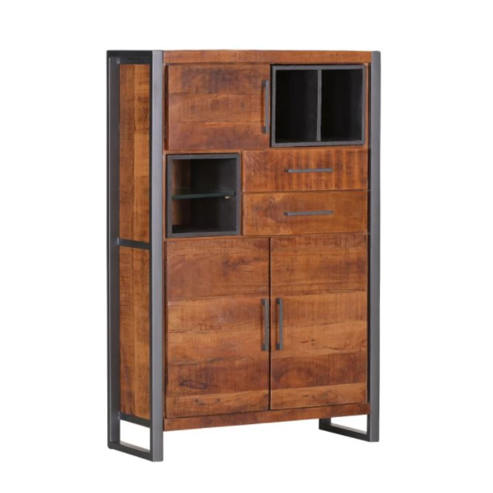 Luxury Acacia living room cabinets Solid Wood furniture wardrobes With metal frame storage boxes And storage drawers For home
