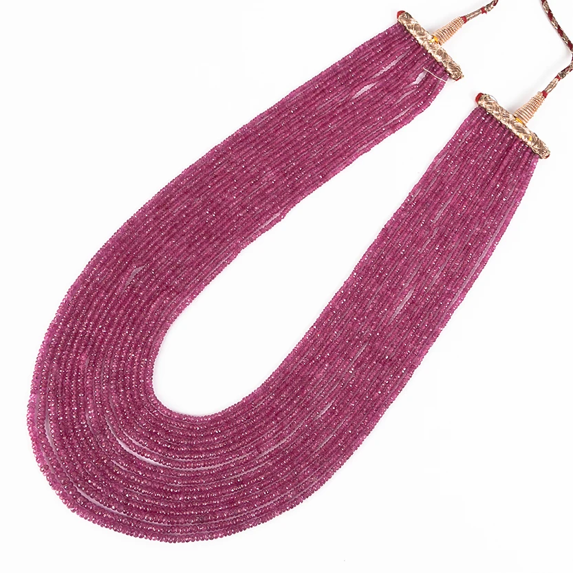 
Untreated Burma Ruby Faceted Rondelle Necklace Faceted Ruby Necklace Ruby Gemstone Beads 