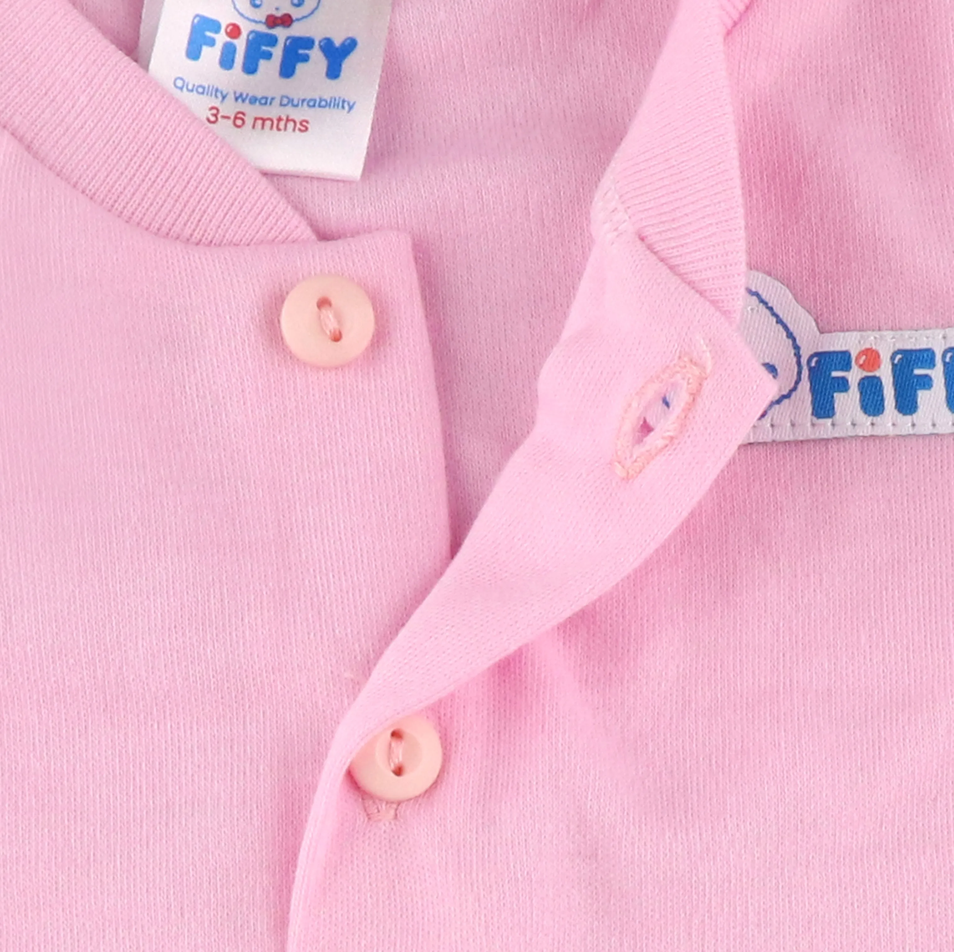FIFFY Baby Apparel Long Sleeve Suit c/w Leggy Baby Apparel One Set (Pink)