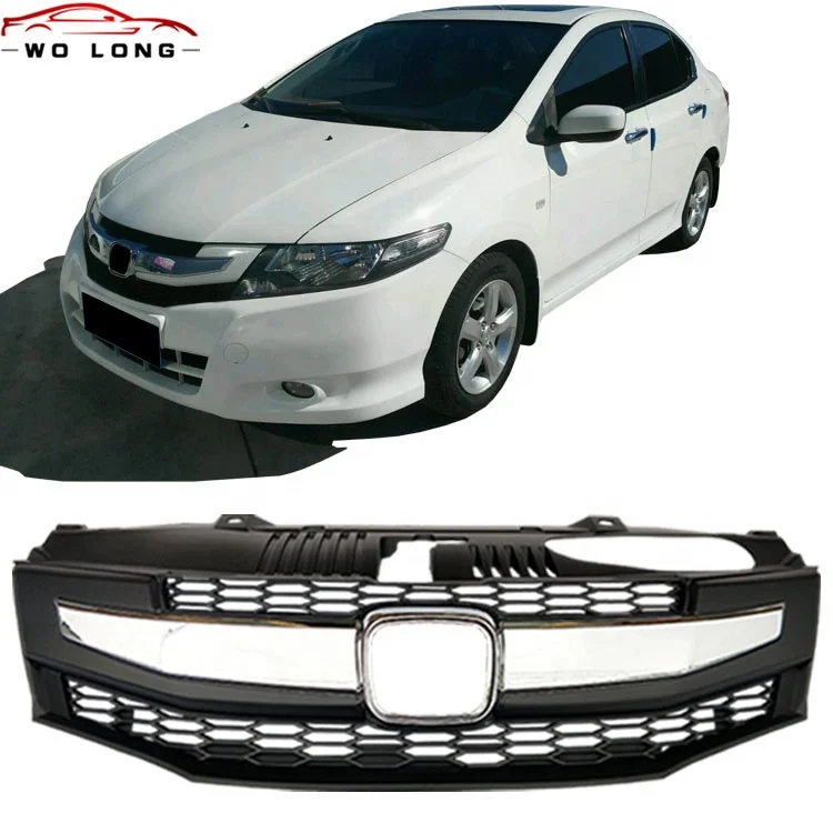 New Black Refit Honeycomb Front Chrome Grille Kit for Honda CITY 2009 2010 2011