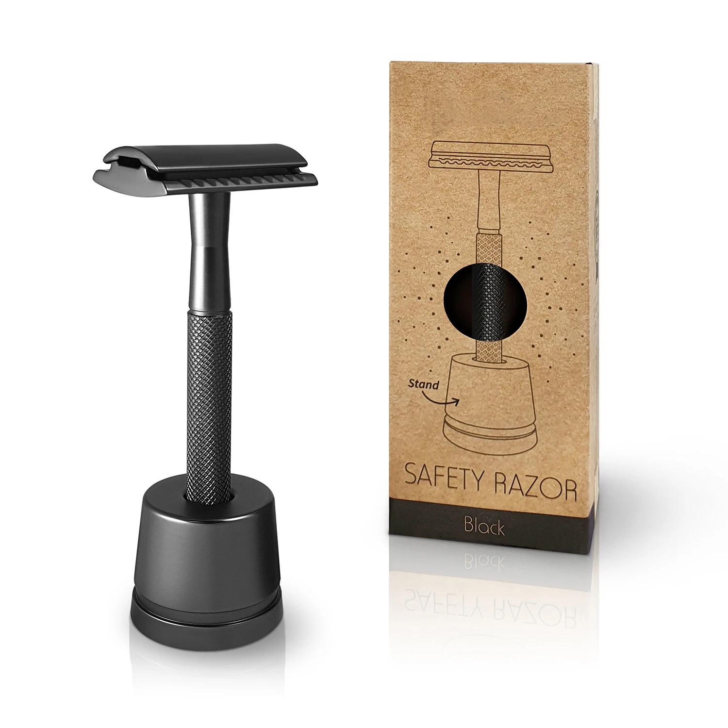 high quality Traditional type exclusive black double edge blades shaving kit men shaving set brush safety razor