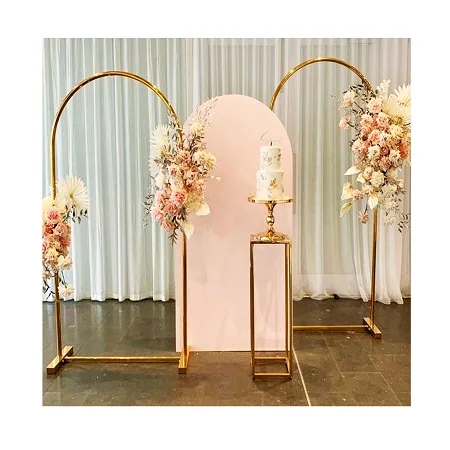 Wedding Arch Gold and White Iron Square Backdrop with Artificial Flower Stand Party Backdrop at Cheap Price