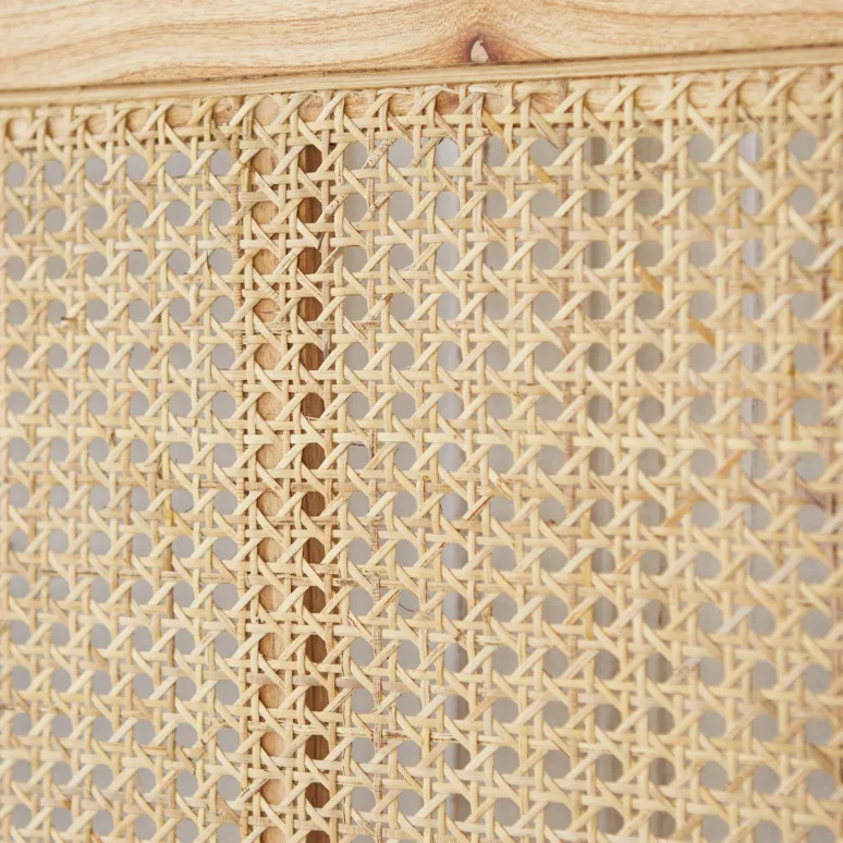 Wooden headboard with rattan cane