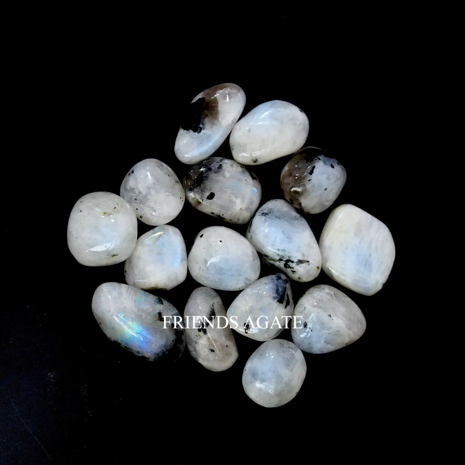 WHITE RAINBOW MOONSTONE POLISHED CRYSTAL TUMBLED STONES/ NEW FLASHY MOONSTONE TUMBLE / RAINBOW MOONSTONE TUMBLES WITH FIRE FLASH